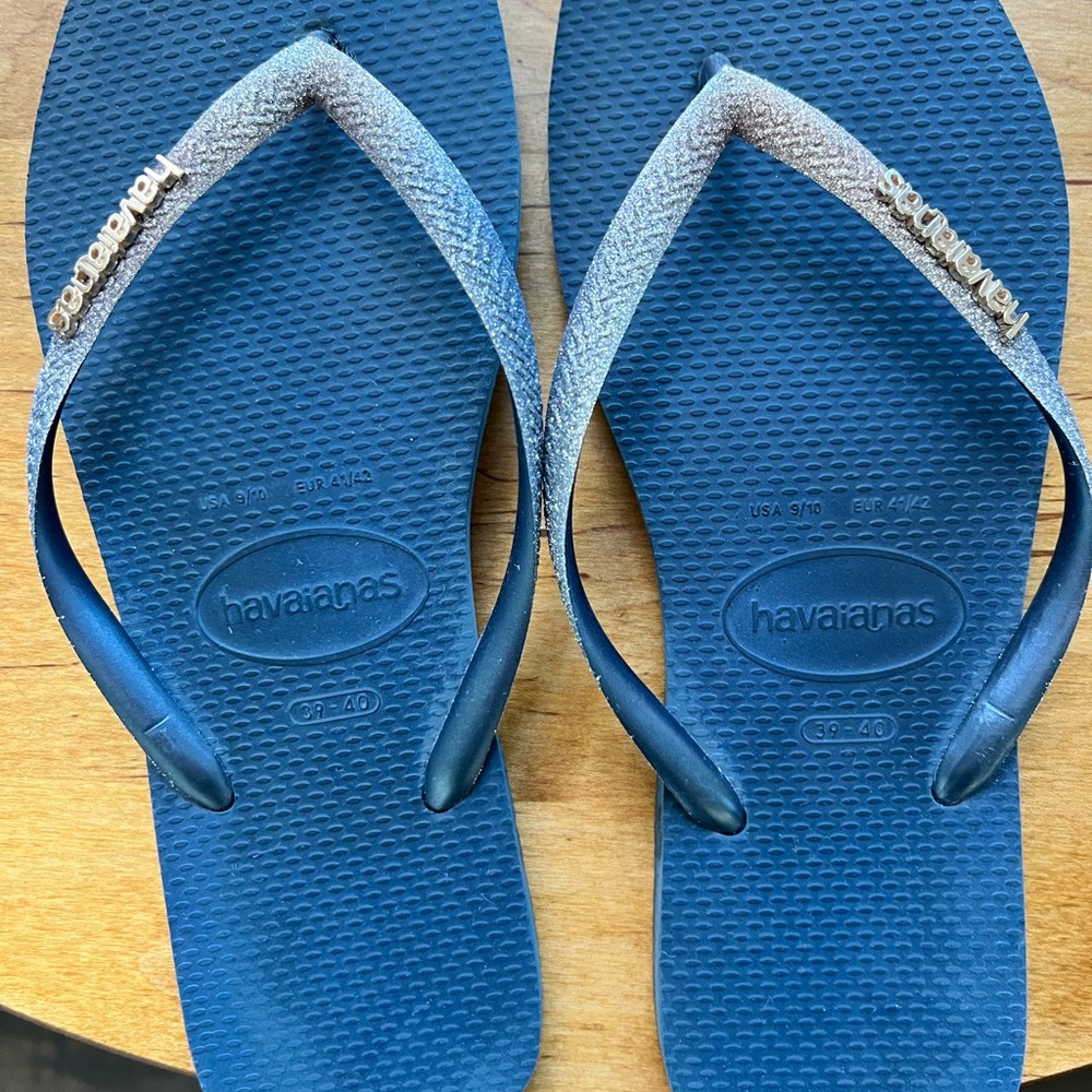 Havaianas Blue and Silver Sandals